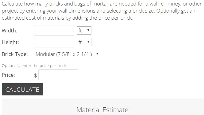 Brick Wall Cost Calculator