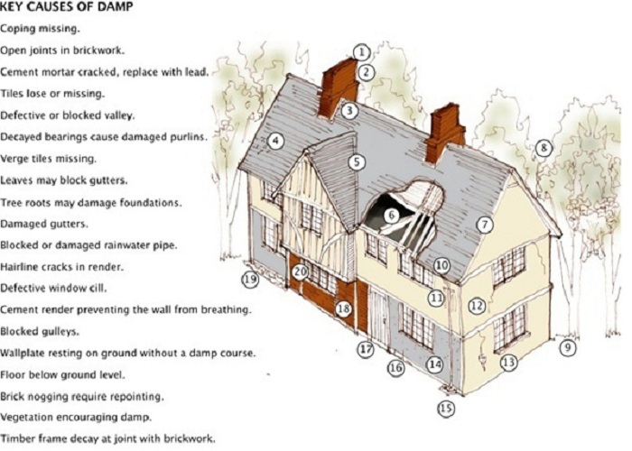 causes of dampness in buildings